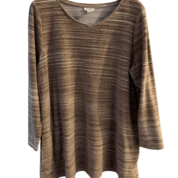 Pure Jill Top Women's Size Petite X-Large Beige Heather Velour Soft Top Pockets - Picture 1 of 6